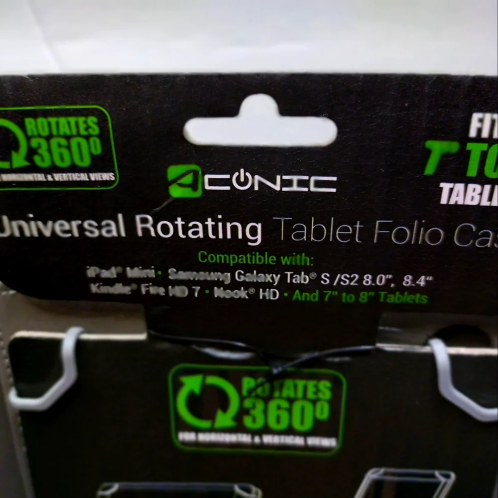 Universal Rotating Tablet Folio Case Fit 7 To 8 In Tablets Rotates 360